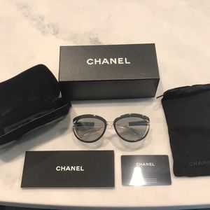 AUTHENTIC CHANEL Grey/clear/mirrored sunglasses